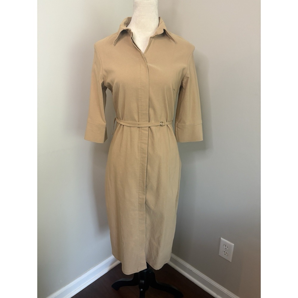 Vintage Zinc Khaki Midi Shirt Dress Belted Y2K Utility Size M Fits Small